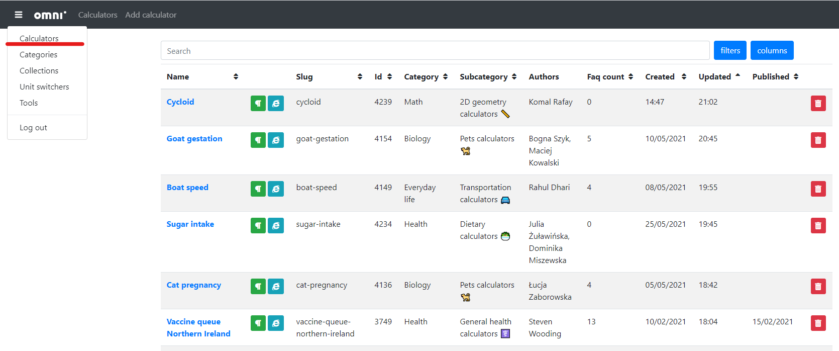 The start page of adminBB.