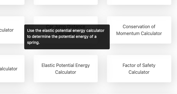shows how the description looks to the user as they hover over the calculator title