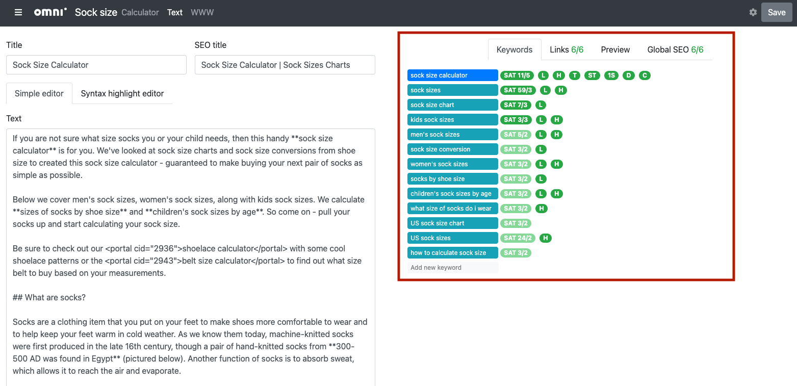 shows the location of the SEO checking tools